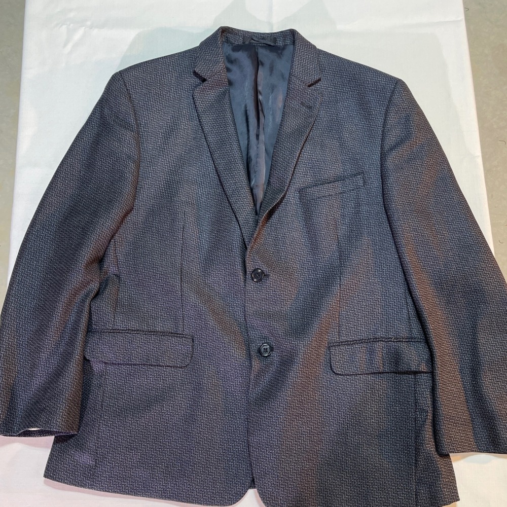 Joseph Abboud Blazer Mens 44S Silk and Wool Houndstooth Blue Tweed‎ Suit Jacket